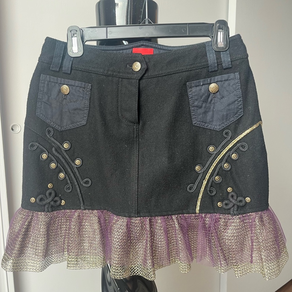 Oilily Black and Purple Embellished Mini Skirt